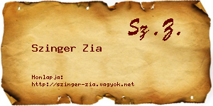 Szinger Zia névjegykártya